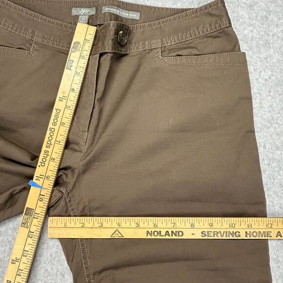J Jill Capri Pants Womens 10 Brown Cropped Chino Below Waist Stretch Cotton Cuff - Picture 10 of 12